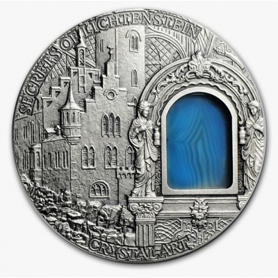 Niue Island SECRET OF LICHTENSTEIN $2 series CRYSTAL ART 2oz  Silver coin 2012